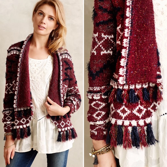Anthropologie Moth Fringed Veras Cardigan - Picture 3 of 15
